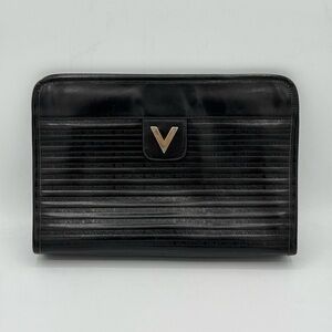Mario Valentino Vintage Black Leather Frame Clutch ✔️Authentic Early 90’s